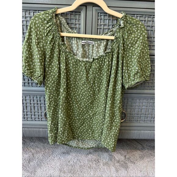 Reformation Cheyanne Top Lassie Green Floral, Sm $118 E47 - Picture 2 of 7